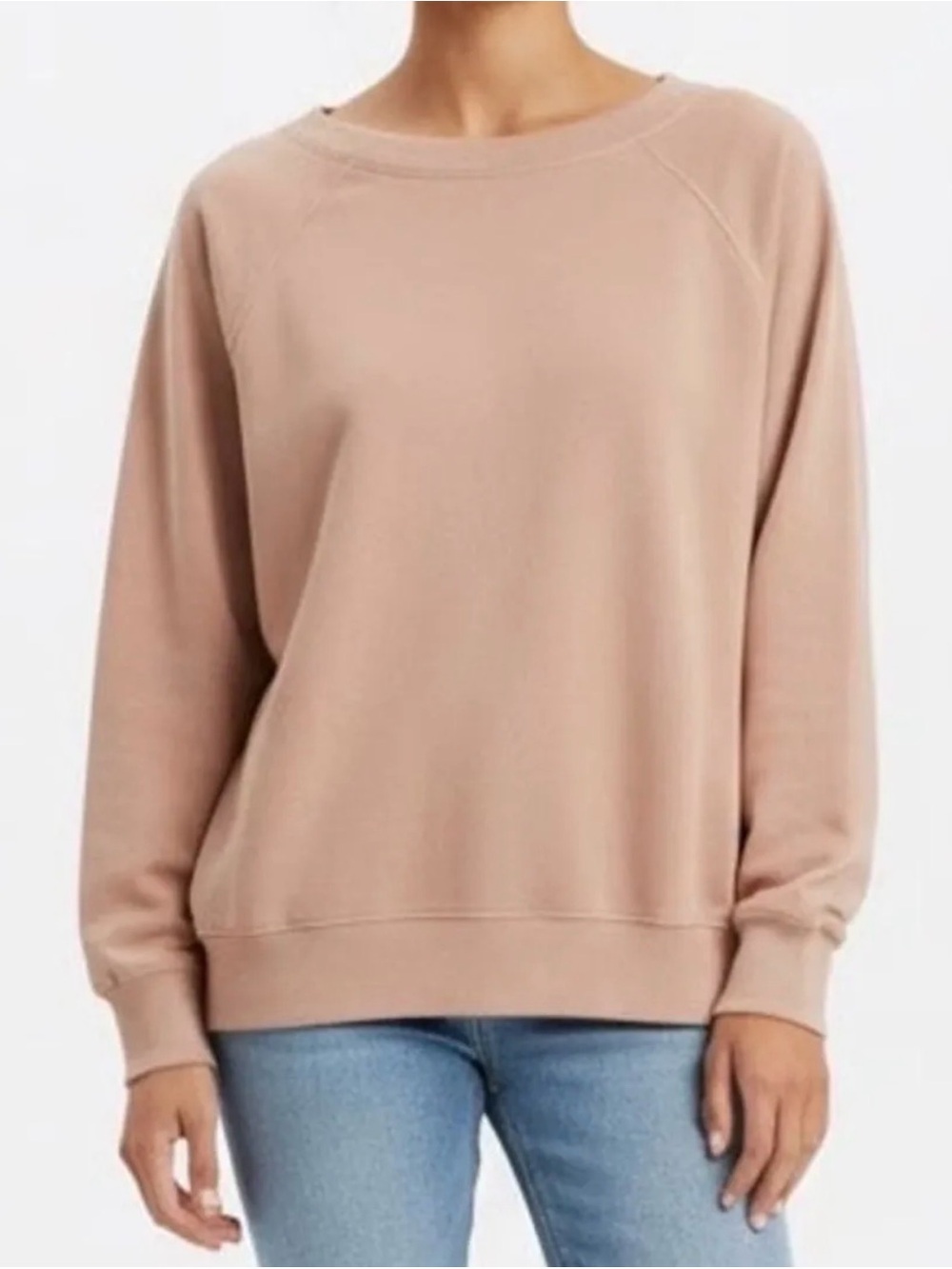 MATE the label Organic Cotton Women's Crewneck Pullover Sweatshirt - Blush
